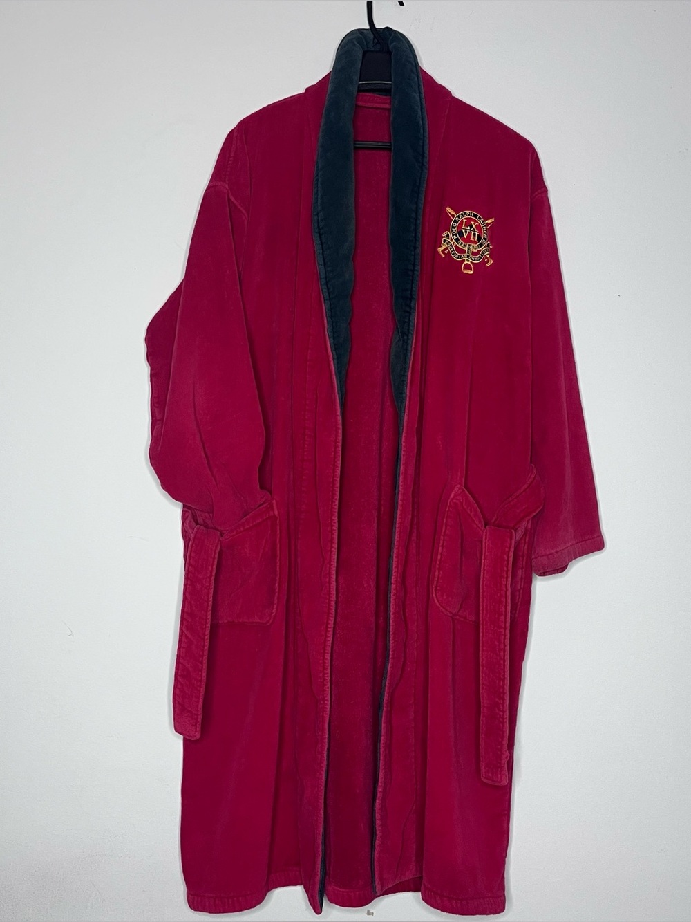 Polo Ralph Lauren Bath Robe Mens One Size Beige Equestrian Outfitters Crest Red